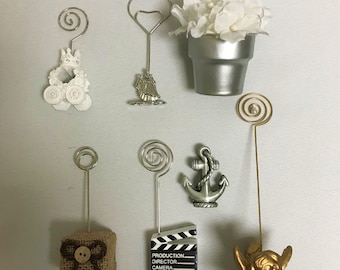 Place Card Holders-7 Unique Styles -Cinderella Coach-Mis 15 Anos Cinderella-Flowerpot-Burlap Box-Nautical Anchor-Angel- Table # Photo Holder