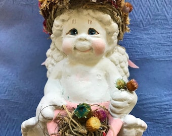 Dreamsicle Angels - 4 nouveaux chérubins de la boutique de cadeaux - Fleurs sauvages - Premier Noël de bébé - Bientôt mieux - Baiser volé - Objets de collection vintage - Décoration de gâteau