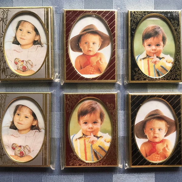 Mini Metal Frames-1-3-6 Pcs-Great for School Pictures-Kids Crafts-Ornaments-New Vintage Frames in Silver/Gold-Burgundy/Gold-Black/Gold-Easel