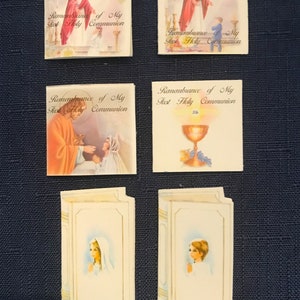 Minitarjetas/Etiquetas de recuerdo - 25 tarjetas - Etiquetas de recuerdo de comunión para niña y niño - Cáliz - Biblia - Nuevas tarjetas vintage para personalizar recuerdos de primera comunión