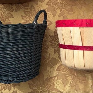 Wicker Plant Pots-2 Styles-Beautifully Crafted Vintage Medium & Large Plant Covers-Blue Wicker with Handles-Small Apple Baskets