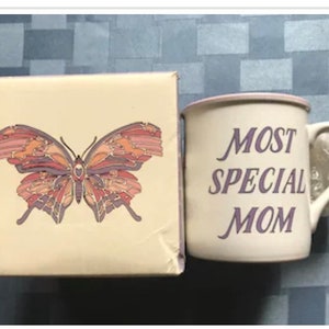 Vintage Mugs-Roses and Ribbons & Most Special Mom W Butterfly-Potpourri Press-Original Box-Beautiful Coffee Mugs-Great Xmas-Birthday Gift