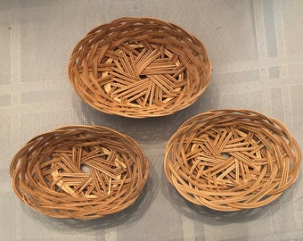 2 Sizes Philippine Handmade Small Oval Baskets-Great for Small Gift Baskets-Trinkets,Jewelry,Kids Crafts, 2 Sizes Fern Baskets-Gold Metal