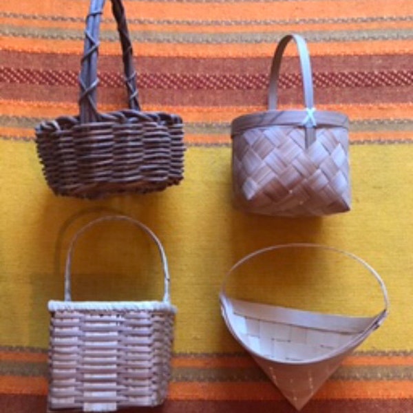 Small Wicker, Grapevine, Wood Slat Baskets-3 Styles Great for American Girl Doll Crafting, Kid's Crafts,Small Gift Baskets,Ornaments,Favors