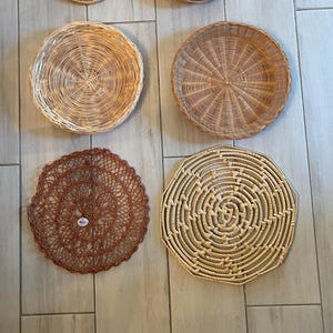 Wicker & Straw Trivets-Philippine Doilies-Wall Hangings-90's-Vintage Designs and Decorations-Good Condition from Our Gift Shop-Great Designs