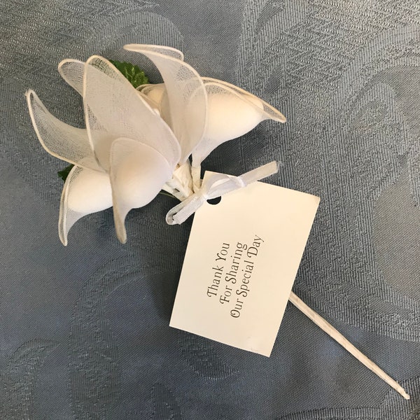 Nylon Leaves with Pearl Stamen to Make Your Own Bomboniera Favor Flowers - 5- 10 Pcs. Vintage  Wired Tulle Favor Flowers  New Vintage Stock