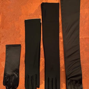 Black Satin Gloves-Shiny & Matte Satin Finger/No Finger Gloves-7 Styles-Great for Weddings-Proms-Cotillions-Events- Halloween-Perfect Touch