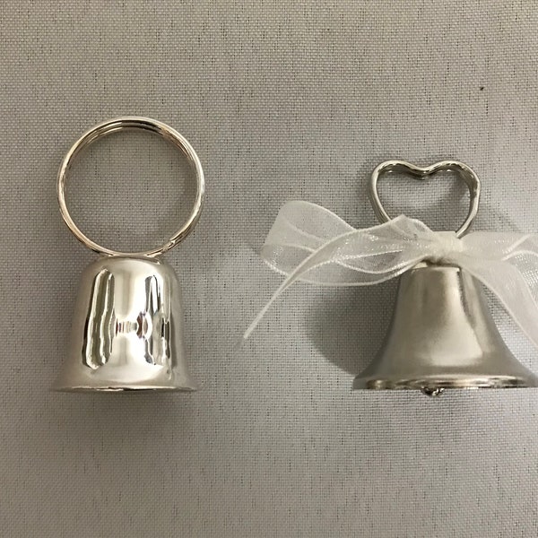 Bell Placecard Holders-3-6 Pc-Silver Plated & Silver Metal Bell Holders w/ Heart Top-Ring Bell for Couple to Kiss-Great Favor-Picture Holder
