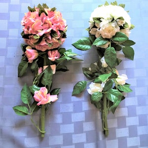Rose Topiary Tree with Long Stem for Instant Centerpiece-Sweetheart Roses-Table Arrangement for Teas & Showers-Ivory and Mauve-Expertly Done