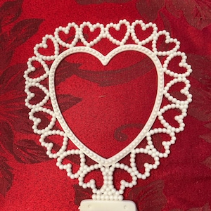 Vintage Heart Design Background for Caketops & Centerpieces-7 Styles-Heart with Hearts, White-Ivory-Iridescent-Gold-Clear w Bells-Battenburg