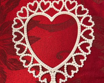 Vintage Heart Design Background for Caketops & Centerpieces-7 Styles-Heart with Hearts, White-Ivory-Iridescent-Gold-Clear w Bells-Battenburg