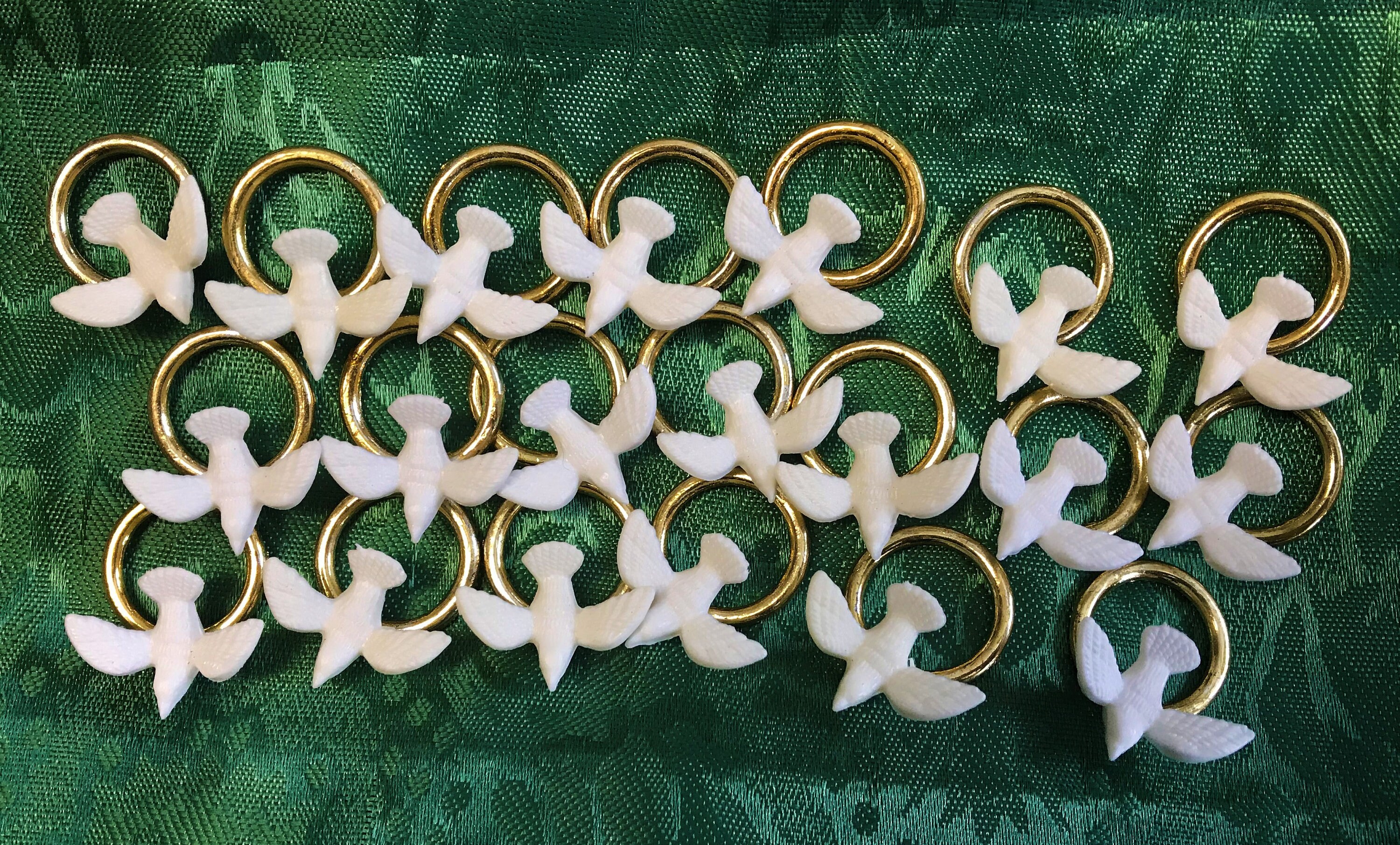 1236 Pieces White Dove on Gold Wedding Ring Plastic Dove on Etsy