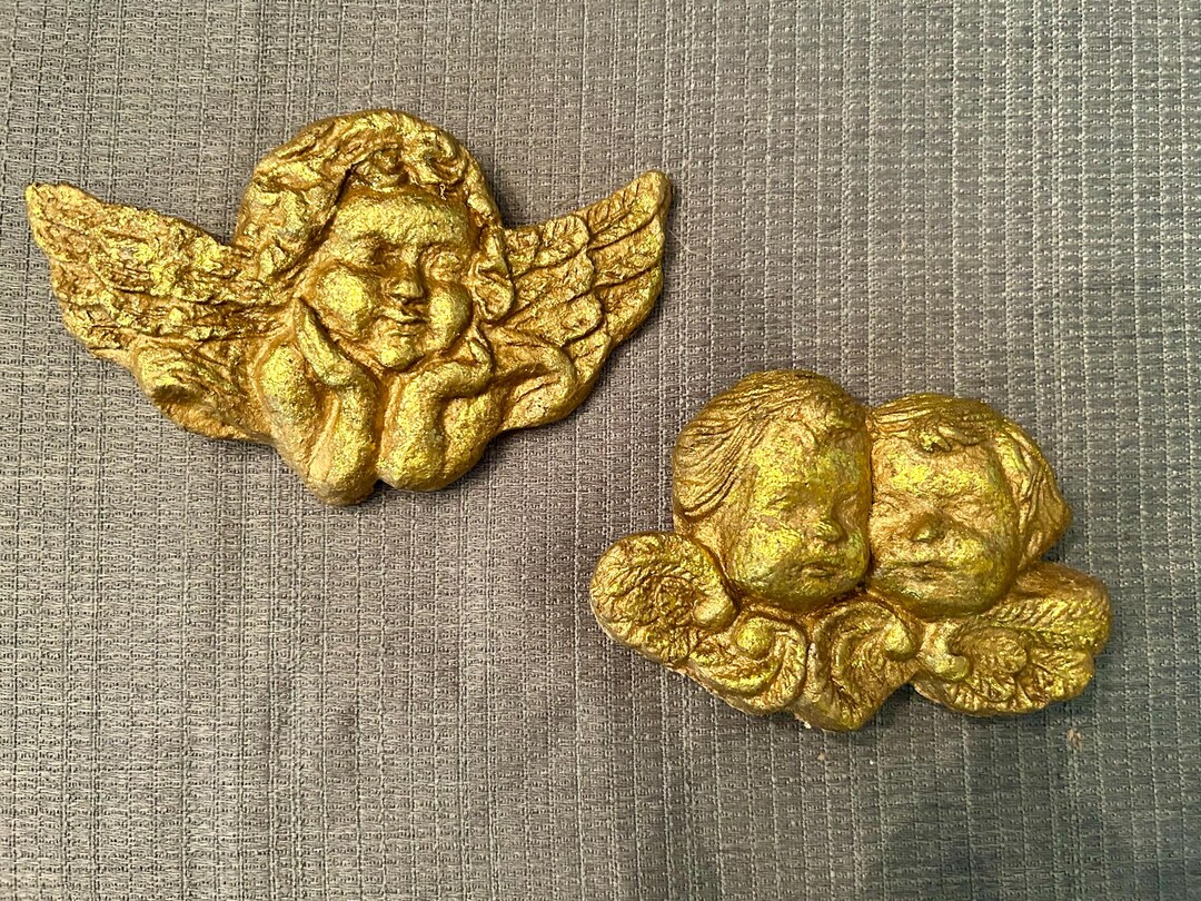 Gold Gilt Angel Magnets-single & Twin Angels-great for New Baby-baby ...