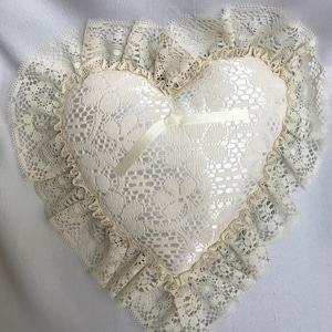 Rustic Ring Bearer Pillows-6 Country Styles-Large Heart with Muslin and with Satin and Lace-Square Burlap with Lace & Flower-Rustic Wedding