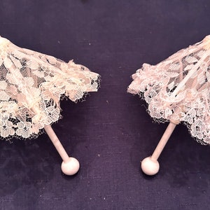 Mini Parasols-Unique Beautifully Crafted Lace Parasols-Shower Cake Topper-Great Doll Parasol-Perfect Favor-Kids Crafts-Ornament-Quince Decor