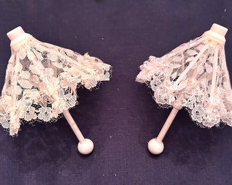 Parasols-Unique Beautifully Lace Parasols-Great Shower Cake Topper-Great Doll Parasol-Perfect Favor-Special Quince Gift-Kids Crafts-Ornament