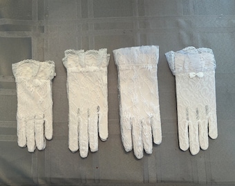 Lace Girls Gloves-White & Ivory Lace and Lace Stretch-Sizes from 2 to 14 Lace Glove W/ and W/out Ruffle-Great for Weddings-Communion-Events