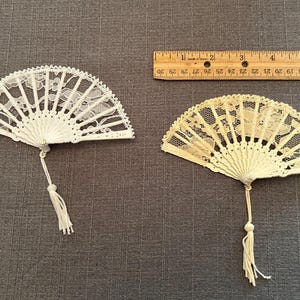 Vintage Lace Folding Fans-4 Sizes-White & Ivory-Perfect Condition from our Bridal Shop-Victorian Fans for You and Your Dolls-19" to 5 1/2" image 19