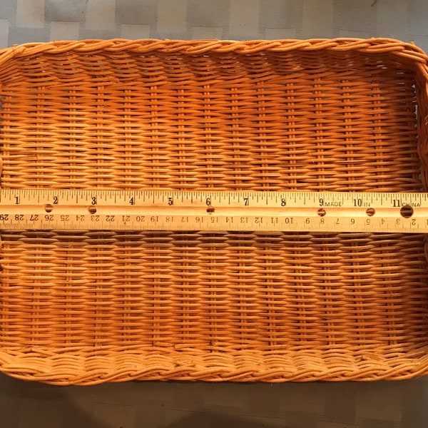 Wicker Tray with Handles-Flat Trays 17" x 10" -Great for Making Gift Baskets-Outdoor Serving-Braided Top-Made in Macau-Woven Wicker Server