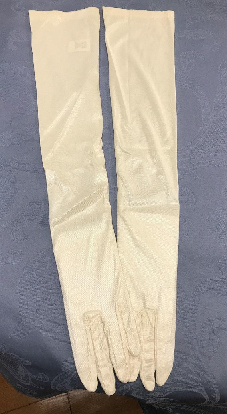 Long Ivory Satin Gloves-Shiny & Matte Satin Fingered Gloves 3 Lengths-Great for Weddings, Proms, Cotillions, Events-The Perfect Final Touch 7-Queen Size 22"