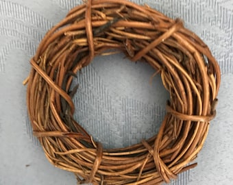 Brown Grapevine Wreath Round SET OF 6 3 inches Shabby Rustic Wedding Party 