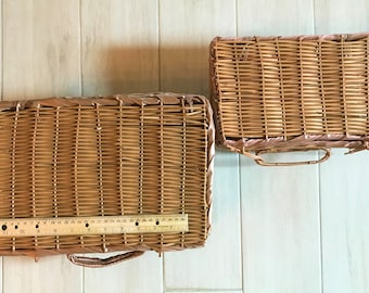 Vintage Poly Wicker Small Suitcase/Picnic Baskets-2 Styles-Perfect Condition-90s-Great for Making Gift Baskets-Sturdy-Poly Suitcase