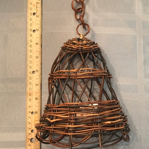 Grapevine-SeaGrass-Wicker Bells-2 Tone Hanging-Expertly Hand Crafted Bells-Philippine Made Flat Shovel & Bell-Ready to Decorate-Small 2 Tone
