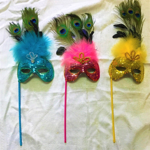 Masquerade Masks on a Stick Etsy