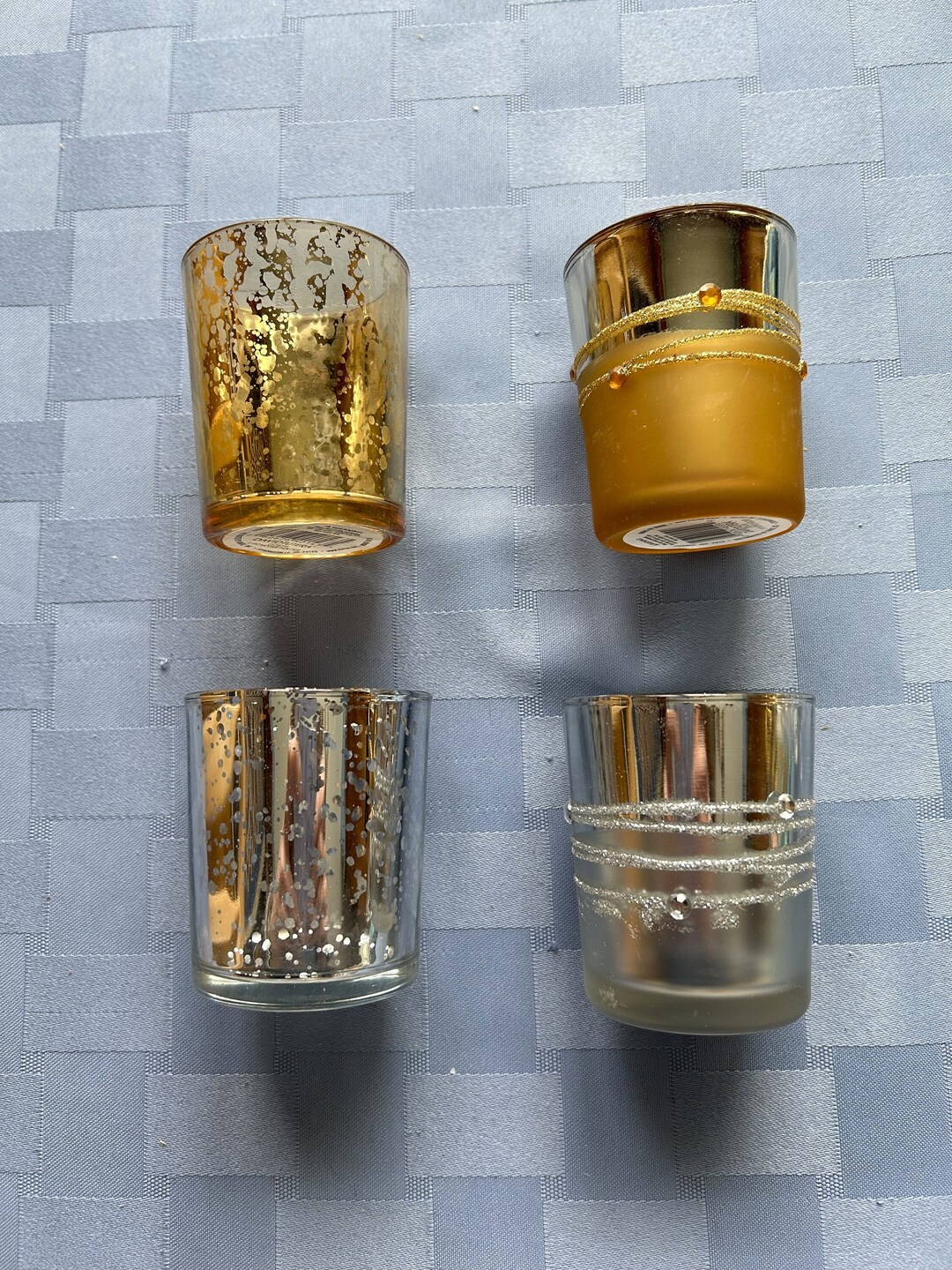 3 Pcsgold & Silver Votive Candle Holdersmercury Glass/spot Plated and