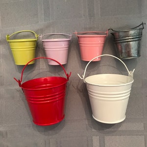 Little Pastel & Silver Metal Beach Pails-2 Sizes-Galvanized Pails-Great Favors-Dolls-Doll Houses-Kids Crafts-Bridal-Baby Showers-Easter