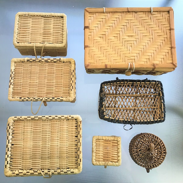 Philippine Lidded Boxes-Rectangular & Round -7 Styles - Wicker Boxes for Beautiful Storage-Hand Made Latched Boxes for Trinkets, Jewelry,etc