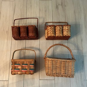Wicker Serving Cutlery Baskets-Organizers-Great for Summer Patio Dining-Desk Organizer-Vintage Baskets in Good Condition-Condiment Baskets