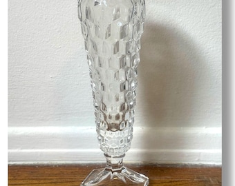 Jarrón ahuecado vintage americano Fostoria de vidrio transparente 2056 de 8 pulgadas