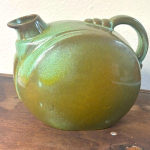 Vintage Frankoma Hand Made Pottery Prairie Green #86 Pitcher Teapot Mid Cenury rare!