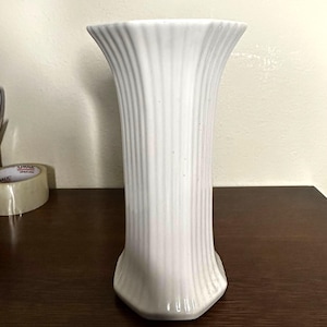 Large Vintage Delft White Trumpet Vase by Porcelia