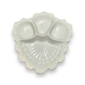 vintage California Pottery 282 plat divisé bord de dentelle assiette végétarienne artichauts milieu du siècle