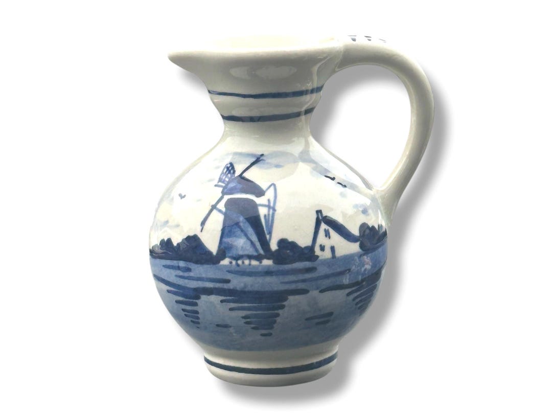 Delft Ceramic Blue & White Dutch Windmill Mini-pitcher - Etsy