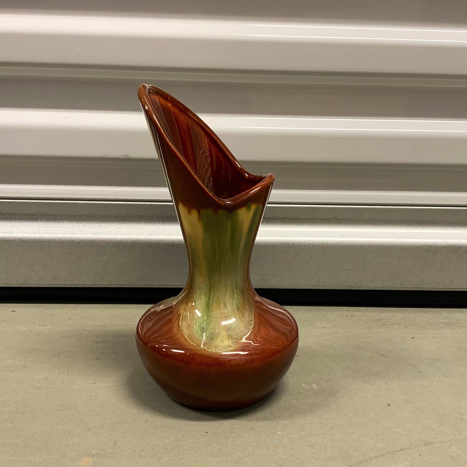 Vintage Royal Haeger Mid Century Vase Brown Yellow Green Drip Etsy UK