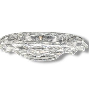 Vintage American Fostoria Clear Console Bowl Low Rolled Edge Cubist Pattern #2056 1940s 11.5&quot;