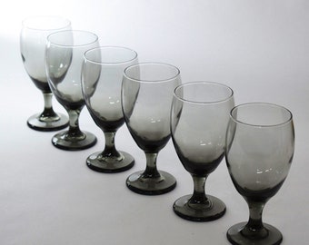 ヴィンテージ LIBBEY スモークカラー ウォーターゴブレット 16.25オンス 8個セット
