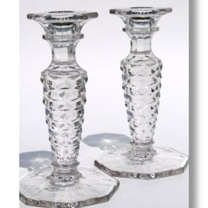 Vintage American Fostoria Octagonal Base Single Candlesticks