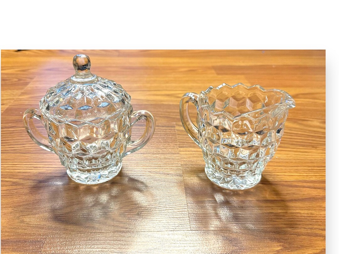 Vintage American Fostoria Cream and Sugar Bowl Set With Lid Etsy