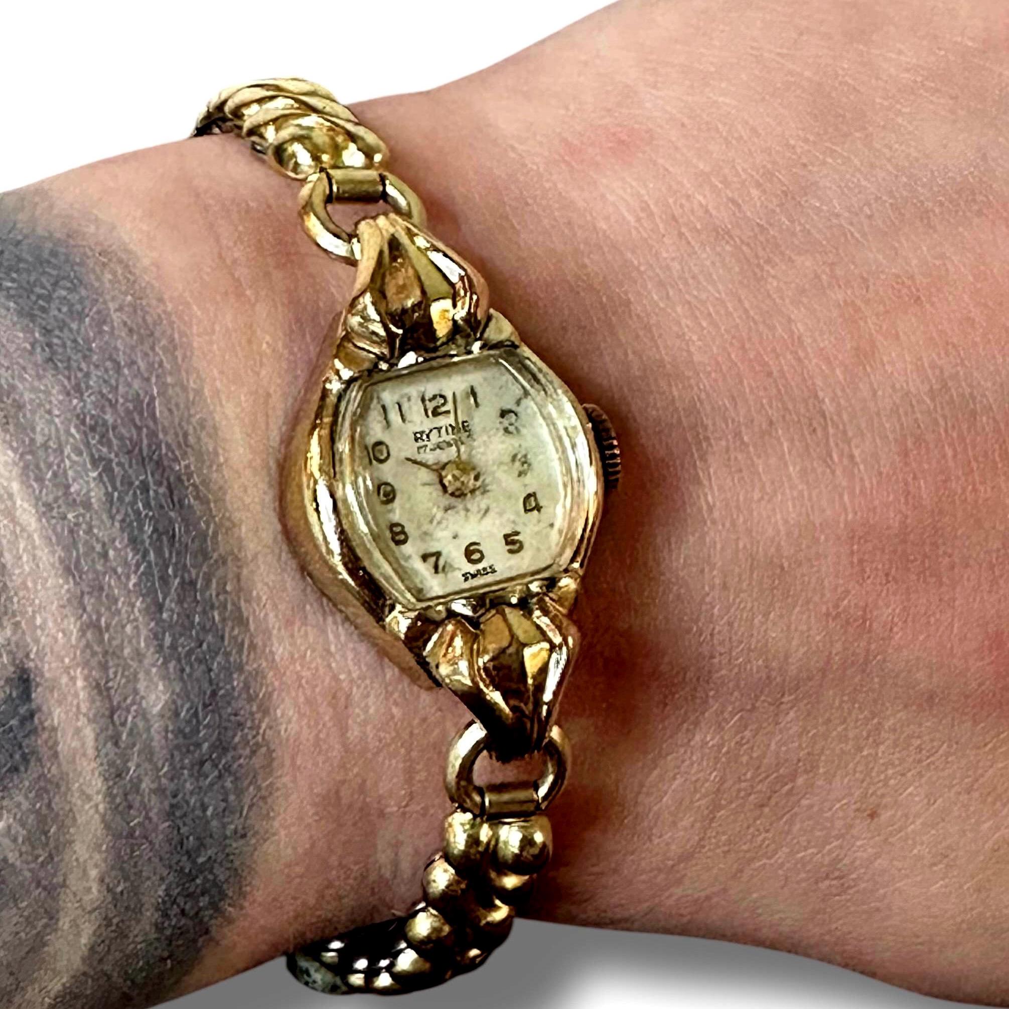 Rytime Vintage Ladies Watch: 10k Gold, Swiss Made, 17 Jewels 