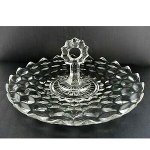 Vintage Fostoria American Clear Glass Tray with Handle, 12”