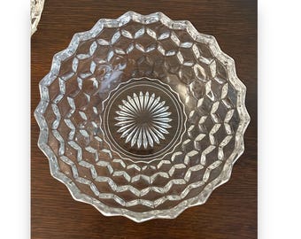 RARE Fostoria American 8 5/8 "Abgesetzte Schalenschale Klarglasschale Kubist Stem 2056