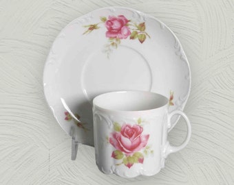 Vintage Mid Century Victoria by Rosenthal tea cup and saucer set Monbijou Shape in classic rose