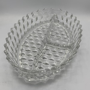 Vintage American Fostoria Vintage Oval Divided Bowl - 10” X 7”