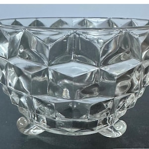 Vintage American Fostoria Clear 3-Footed Open Sugar Bowl