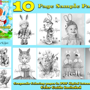 Easter Bunny & Friends Adult Coloring Book 10 Page Coloring Sampler Pack high resolution 8.5 x 11 instant download printable PDF
