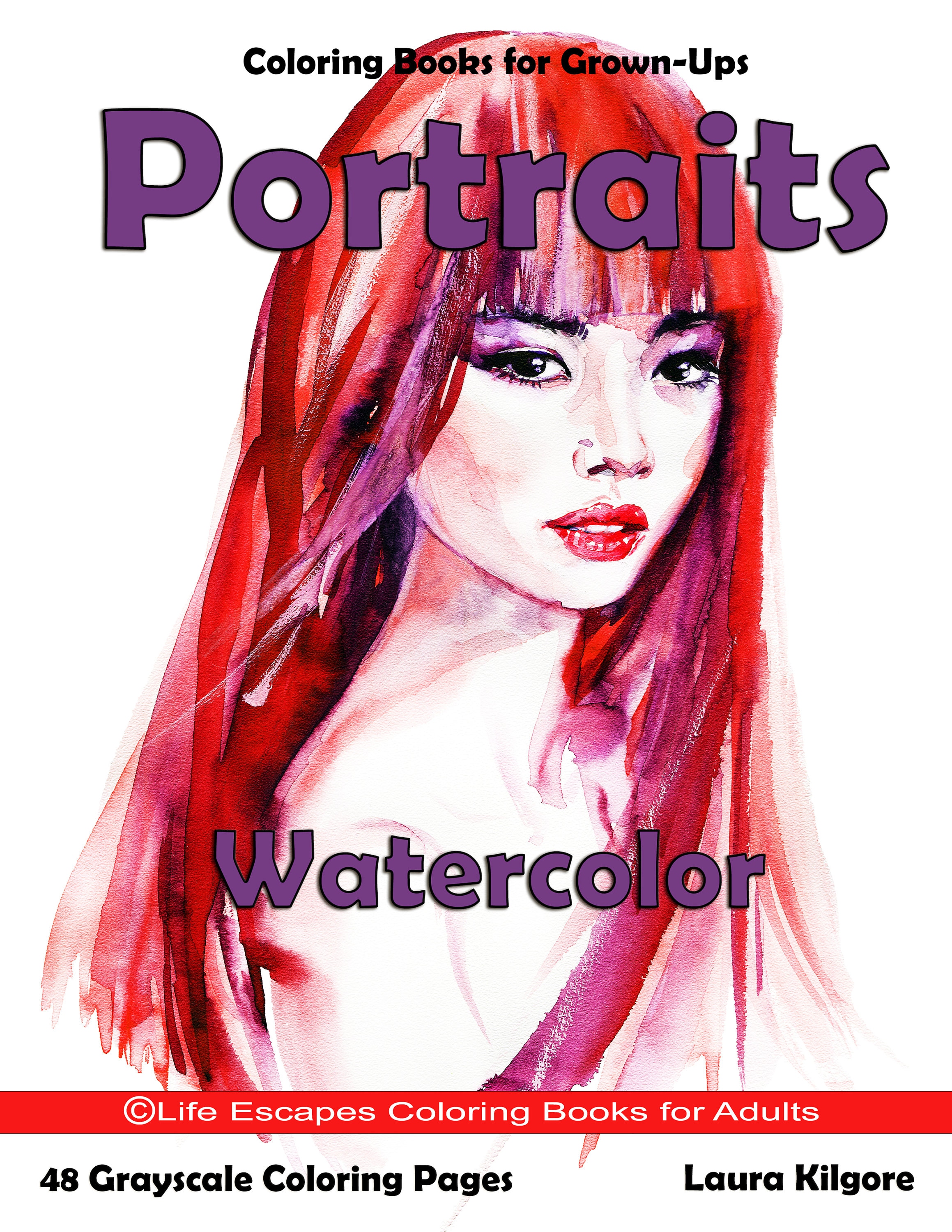 Portraits Watercolor Adult Coloring Book 48 Page Coloring Book 